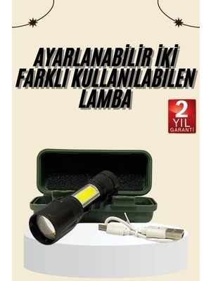 Uzun Menzilli Şarjlı El Feneri Uzun Ömürlü LED Işık Lamba