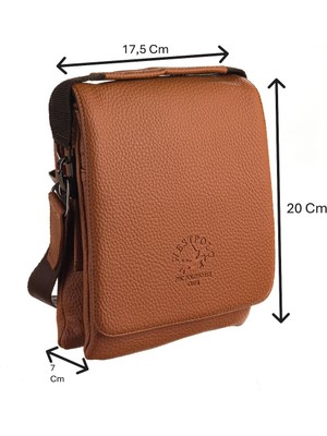 Westpolo Vegan Deri Omuz Askılı Deri Erkek Postacı Çantası - Taba