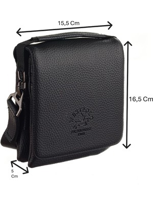 Westpolo Vegan Deri Omuz Askılı Fermuarlı ve Mıknatıslı Erkek Postacı Çantası - Siyah