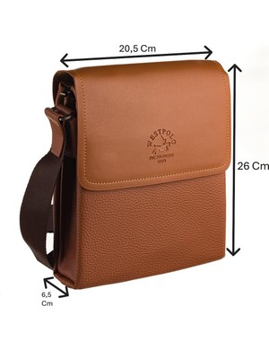 Westpolo Vegan Deri Şık ve Fonksiyonel Erkek Postacı Çanta - Taba