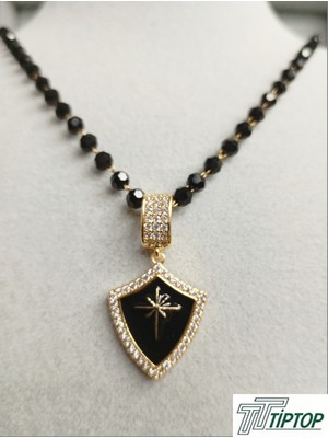 Tiptop Ticaret Kutup Yıldız  Notifli Kalkan Model Gold Renk Kolye