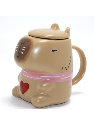 DS LLC Ieg™ Capybara Tasarımlı Kapaklı Porselen Kupa Bardak DCLLS-RSTK345