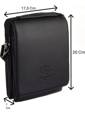 Westpolo Vegan Deri Omuz Askılı Deri Erkek Postacı Çantası - Siyah