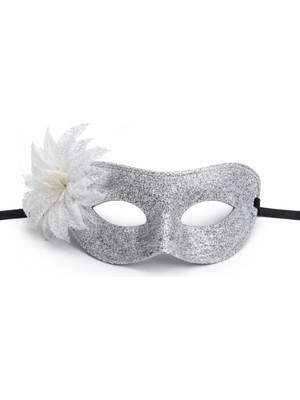 Marsilyan Gümüş Simli Tüylü Balo Maskesi