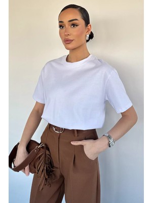 Gülseli Kadın Bisiklet Yaka Basic Tişört P-00020635