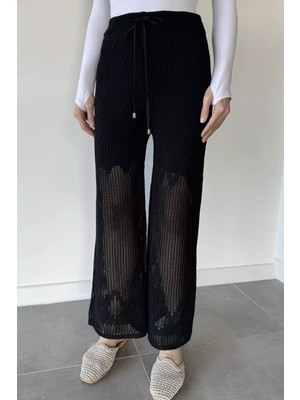Gülseli Kadın Bel Lastikli Ajurlu Triko Pantolon P-00020774