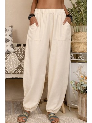 Meğdaix Kadın Yüksek Bel Cep Detaylı Pantolon