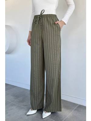 Gülseli Kadın Bel Lastikli Bağcıklı Bol Paça Pantolon P-00020736