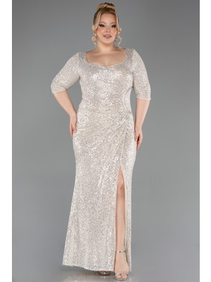 Abiyefon Kapri Kol Uzun Pullu Büyük Beden Abiye ABU3258