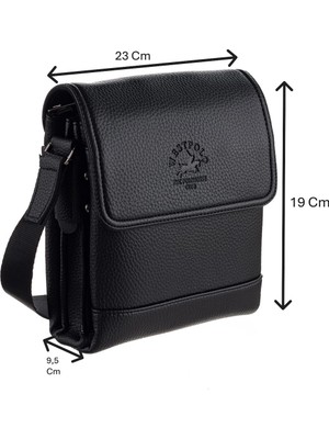 Westpolo Vestpolo Vegan Deri Şık ve Fonksiyonel Erkek Omuz Çantası - Siyah