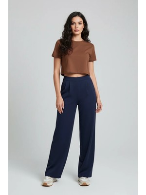 Modanı Seç Kadın Yüksek Bel Pensli Krep Palazzo Pantolon – Lacivert