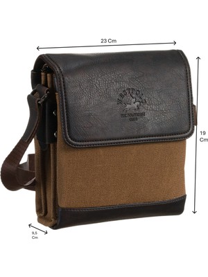 Westpolo Vestpolo Vegan Deri ve Kanvas Kumaş Şık ve Fonksiyonel Erkek Omuz Çantası - Taba