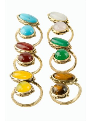 Zero Land Storozal Yuvarlak Oval Doğaltaşlı Otk Yüzük - Kahverengi Yıldız