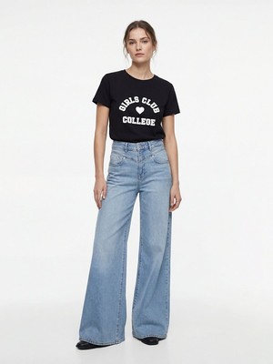 LTB Baskılı Dar Kalıp Siyah T-Shırt