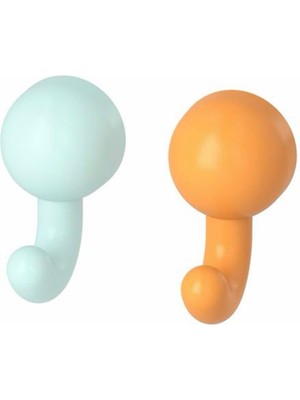 IKEA Humlesjön Vantuzlu Kanca, Turuncu-Turkuaz, 12X8 Cm, 2 Adet, Çocuk Askısı