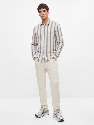 LTB Çizgili Mavi Gömlek