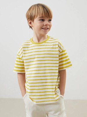 Lc Waikiki Yeni Sezon Bisiklet Yaka Çizgili Erkek Çocuk Tişört 2'li