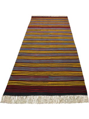 Zehra Abla Halı Yeni El Dokuma Otantik Devasa Çizgili Yahyalı Yün Kilim 7057