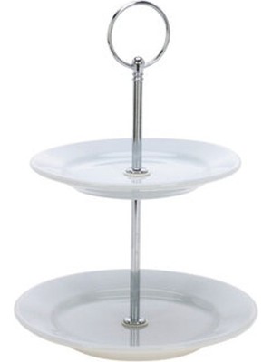 5 Adet Koopman Porselen 2 Katlı Servis Tabağı