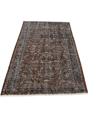 Zehra Abla Halı Vintage El Dokuma Benzersiz Eskitme Çiçekli Yün Salon Halısı 7048