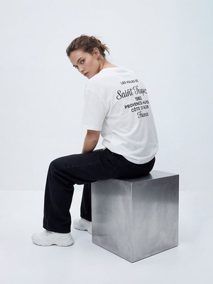 LTB Slogan Baskılı Relaxed Beyaz T-Shırt