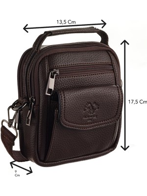 Westpolo Vegan Deri Şık ve Fonksiyonel Erkek Omuz Çantası - Kahverengi