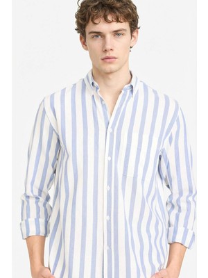 DeFacto %100 Pamuk Çizgili Gömlek D6114AX26SP