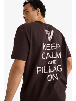 DeFacto Vikings Regular Fit Bisiklet Yaka Baskılı Kısa Kollu Tişört F9762AX26SP