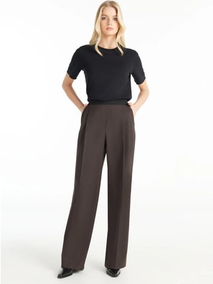 Ted Baker Lastikli Bel Düz Koyu Kahve Kadın Pantolon TBWRTR1009-1