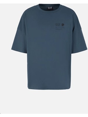 Ea7 Bisiklet Yaka Mavi Erkek T-Shirt Mountaın Urban Escape