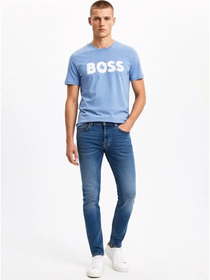 Boss Bisiklet Yaka Mavi Erkek T-Shirt Te_frozen