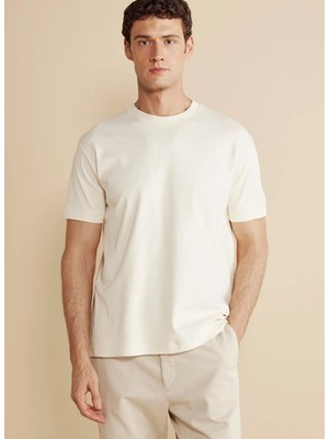 Brooks Brothers Bisiklet Yaka Bej Erkek T-Shirt BBFW25MTS004