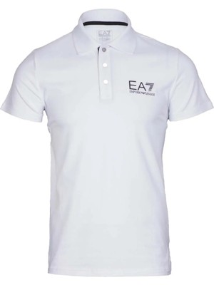 Ea7 Beyaz Erkek Slim Fit Logo Baskılı Polo T-Shirt Traın Core Id Polo