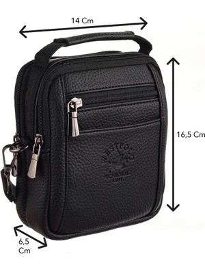 Westpolo Vegan Deri Şık ve Fonksiyonel Erkek Omuz Çantası - Siyah