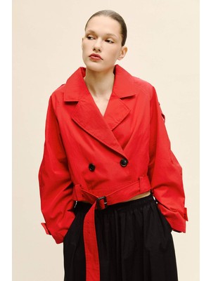 DeFacto Sıcak Tutan Cropped Fit Twill Trençkot G9956AX26SP