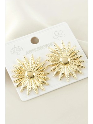 Zero Land Hnrlishp Çiçek Metal Küpe - Sarı