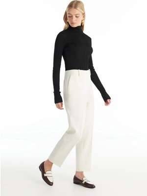 Ted Baker Lastikli Bel Slim Fit Kırık Beyaz Kadın Pantolon TBWRTR1000