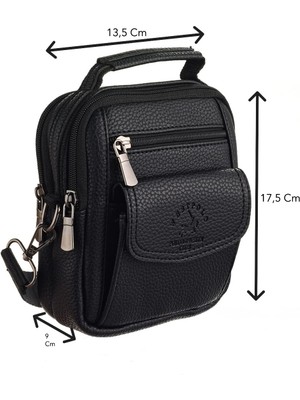 Westpolo Vegan Deri Şık ve Fonksiyonel Erkek Omuz Çantası - Siyah