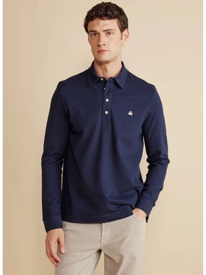 Brooks Brothers Polo Yaka Lacivert Erkek T-Shirt BBFW25MTS006