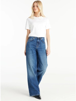 Ted Baker Normal Bel Bol Kesim Koyu Mavi Kadın Pantolon TBWRDN1035