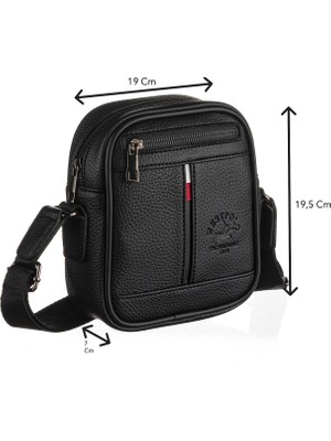 Westpolo Vegan Deri Şık ve Fonksiyonel Erkek Omuz Çantası - Siyah