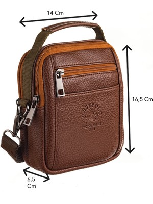 Westpolo Vegan Deri Şık ve Fonksiyonel Erkek Omuz Çantası - Fındık