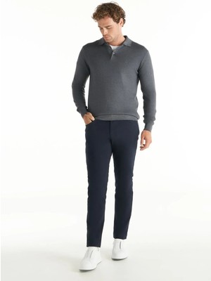 Ted Baker Normal Bel Slim Paça Slim Fit Lacivert Erkek Pantolon TBMRTR1048