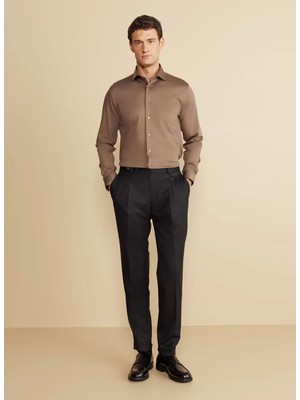 Brooks Brothers Normal Bel Duble Paça Standart Siyah Erkek Pantolon BBFW25MPT005