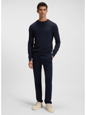 Boss Lacivert Erkek Bisiklet Yaka Regular Fit Kazak Asac_c