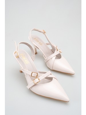 ich1one Salerno Kadın Rugan Topuklu Babet Ayakkabı – 5 cm Topuk, Günlük ve Ofis Şıklığı 1117 IC1117RUGAN