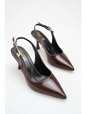 ich1one Rimini Kadın Rugan Topuklu Babet Ayakkabı – 5 cm Topuk, Günlük ve Ofis Şıklığı 1119 IC1119RUGAN