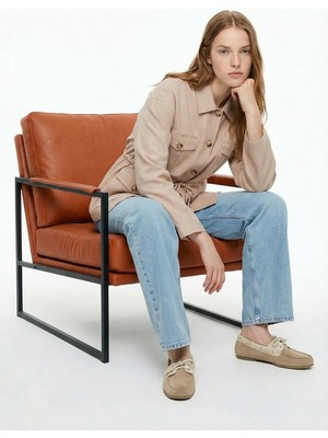 Fabrika Loose Fit Bej Kadın Ceket F6SL-CKT0083