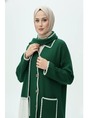 Modanı Seç Kadın Nakış Detaylı Atkılı Yumuşak Ceket - Yeşil