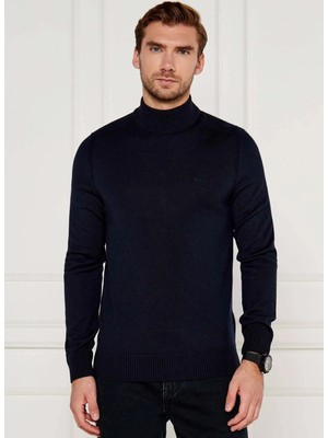 Boss Yarım Balıkçı Yaka Regular Fit Desenli Lacivert Erkek Kazak Avac_m